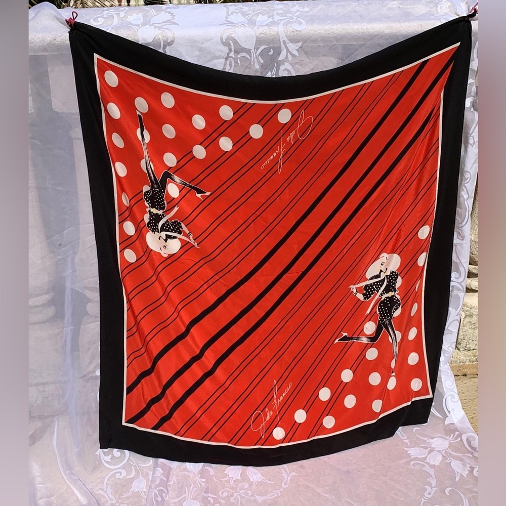 Vintage Julie Francis Scarf Art Deco St Lowis Woman's Silk Scarf/ Shawl